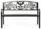 Steel Outdoor Patio Garden Park Seating Bench with Cast Iron Patriotic American Flag and Eagle Backrest, Front Porch Yard Bench Lawn Decor